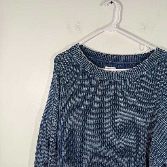 Anthropologie Pilcro Asymmetrical Twofer Blue Chunky Layered Sweater Top Large - Picture 7 of 16